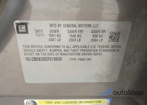 2012 Chevrolet Malibu Ls z USA, uszkodzony, nr VIN 1G1ZB5E06CF218896